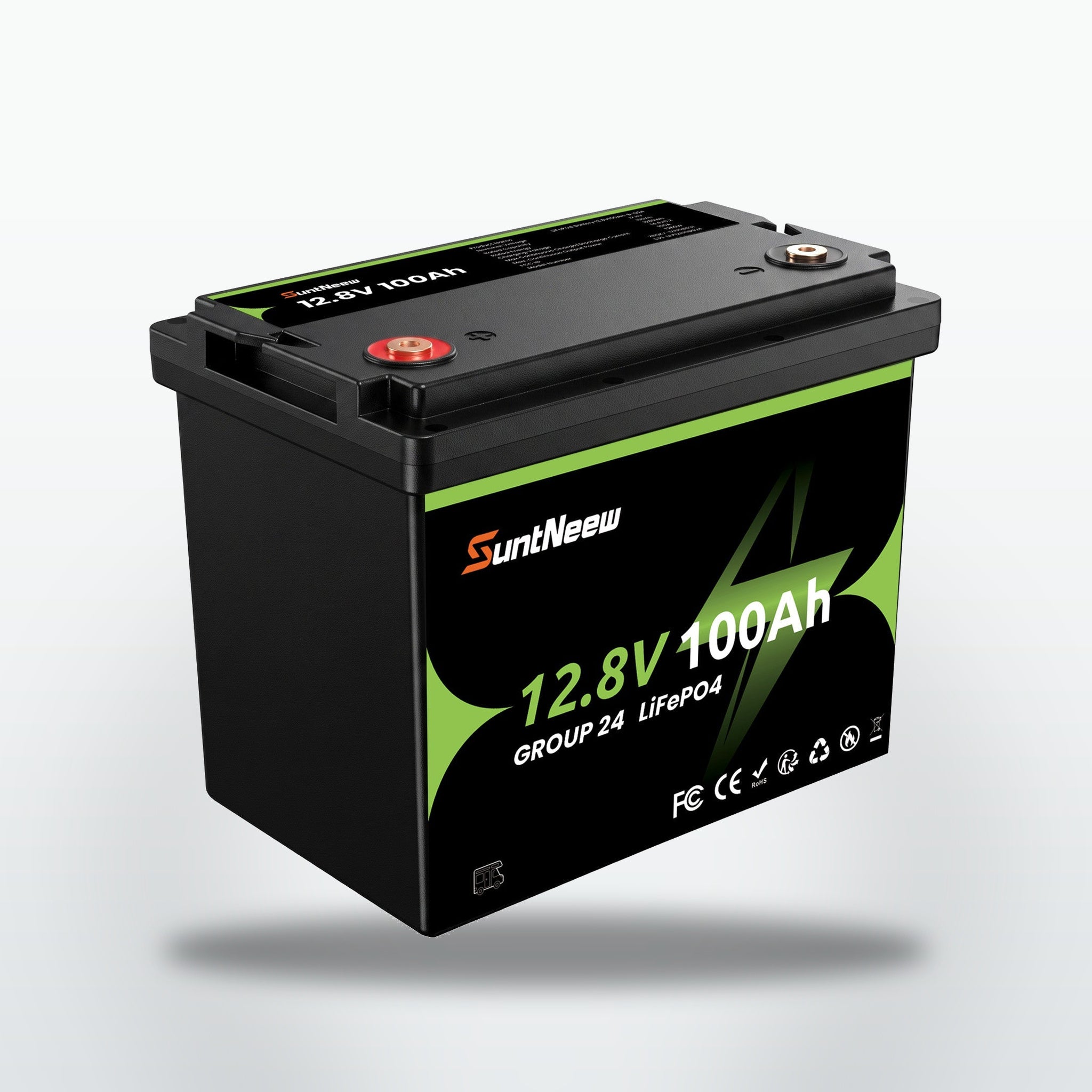 SUNTNEEW 12.8V 100Ah Group 24 LiFePO4 RV battery