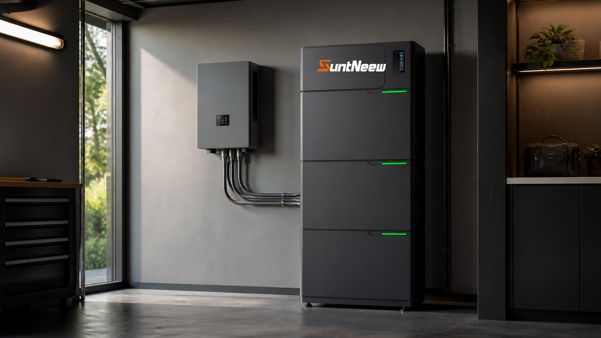SuntNeew VH home energy storage system installed in a technical room