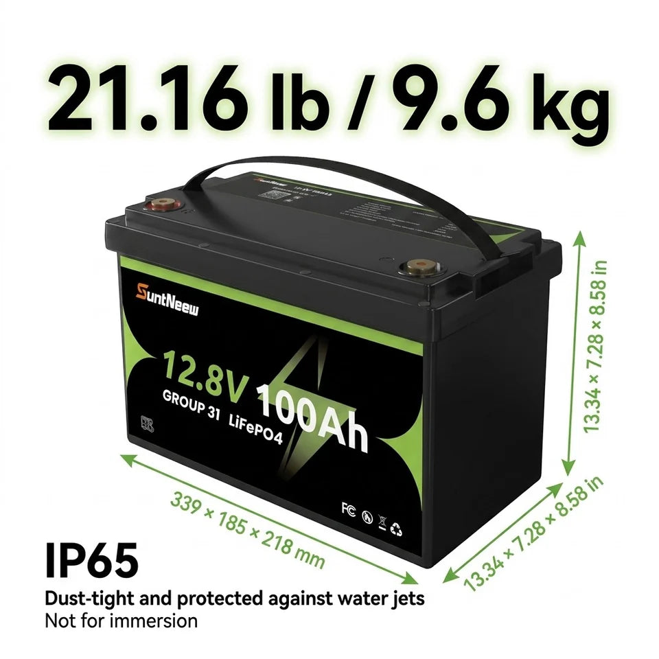 SuntNeew Group 31 battery dimensions, listed weight and IP65 enclosure rating