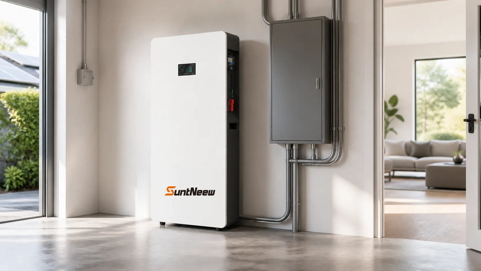 SuntNeew WL10B battery installed in a modern home energy room