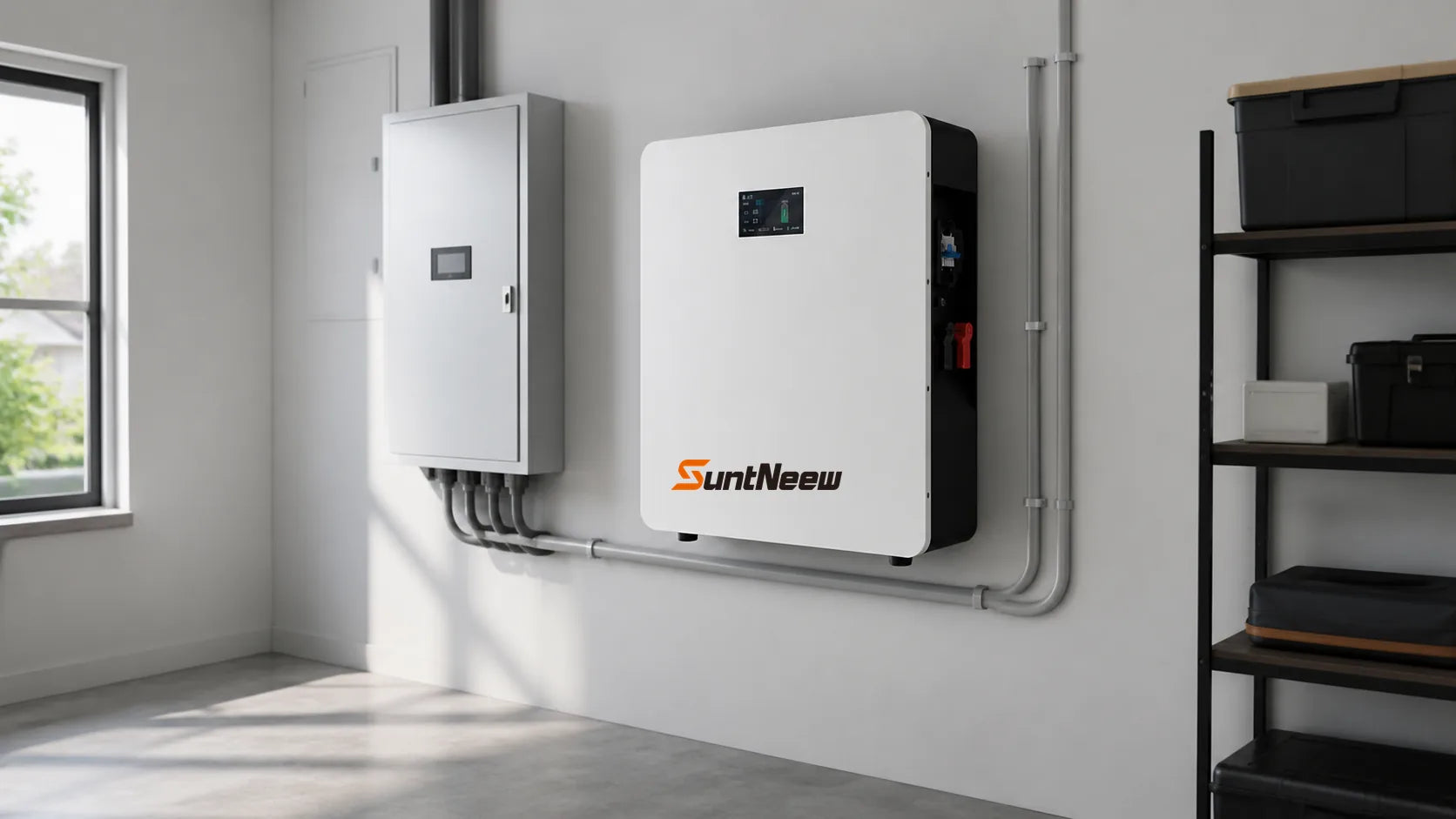SuntNeew WL5A battery installed in a clean modern home energy room